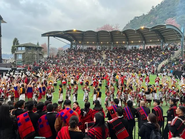 A large crowd gathered for a Hornbill Festival performance